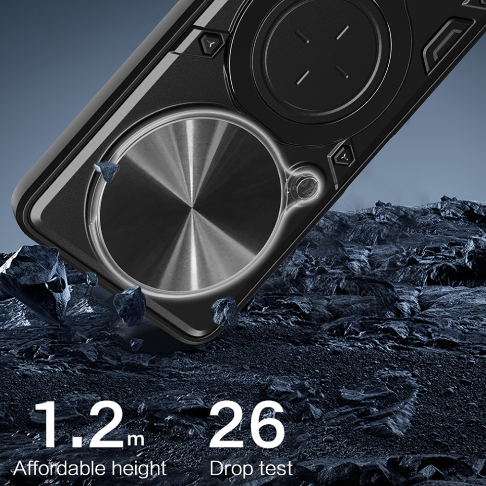 Husa pentru Oppo Reno12 F 5G / Reno12 FS 5G / Reno12 F 4G / Reno12 FS 4G, SKYDDAR INNOVATION, CamGuard Pro, Inel Magnetic, Protectie Camera, set cu sticker, Rosu - 3 | YEO