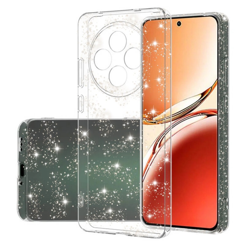 Husa pentru Oppo Reno12 F / Reno12 FS din Silicon TPU cu Sclipici, Design Elegant si Ultra Subtire, SKDR Shine - Transparenta