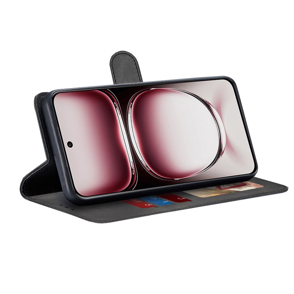 Husa pentru Oppo Reno12 Pro, SKYDDAR INNOVATION, Diary Book, tip carte, cu Portofel Interior, Antisoc, Negru, set cu sticker - 1 | YEO