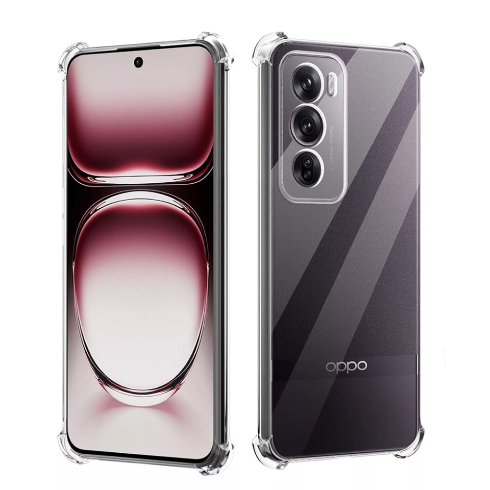 Husa pentru Oppo Reno12 Pro , SKYDDAR INNOVATION, Shockproof Clear din Silicon Slim, Transparenta, set cu sticker