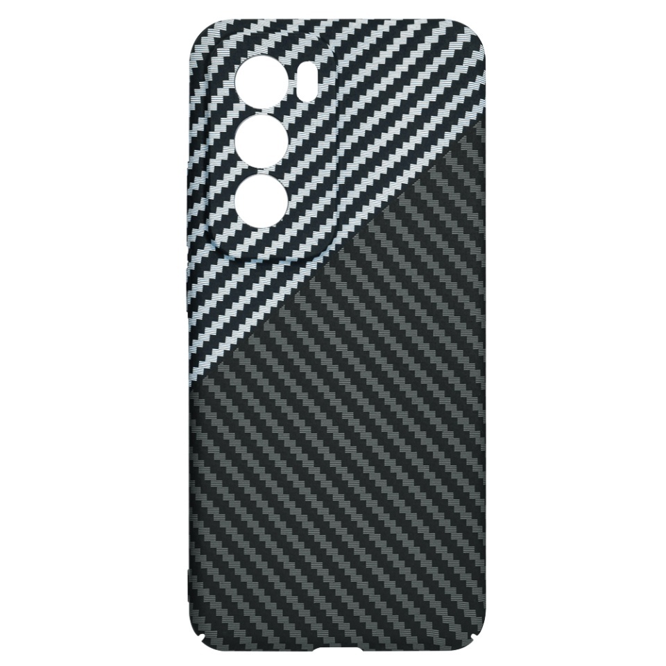 Husa pentru Oppo Reno12 Pro, SKYDDAR INNOVATION, textura carbon, Carbonite FiberShell, set cu sticker, Gri, - 3 | YEO