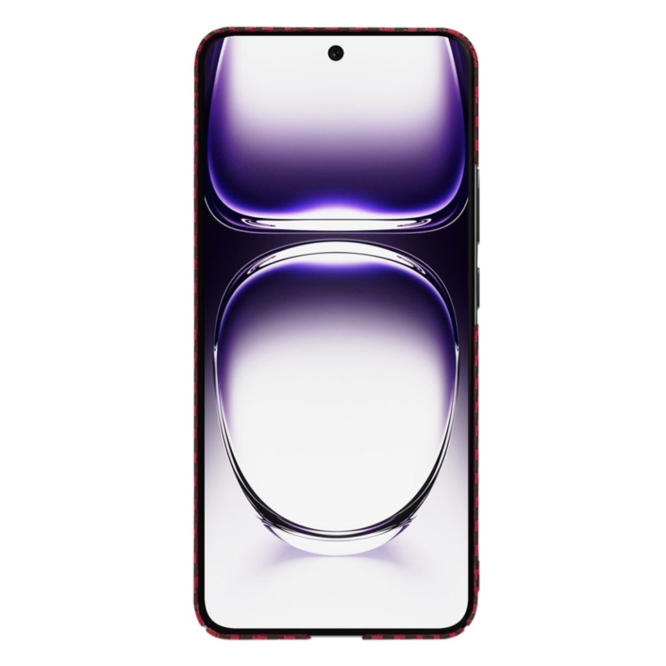 Husa pentru Oppo Reno12, SKYDDAR INNOVATION, textura carbon, Carbonite FiberShell, set cu sticker, Rosu, - 1 | YEO