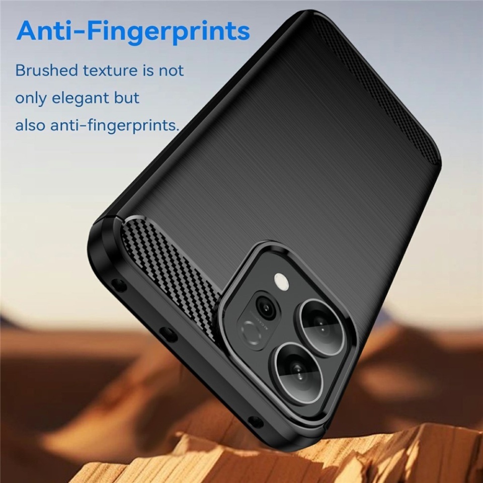 Husa pentru Oppo Reno14 F, SKYDDAR INNOVATION, Carbon Silicone, din Silicon Slim, cu textura Fibra Carbon, set cu sticker, Negru - 3 | YEO