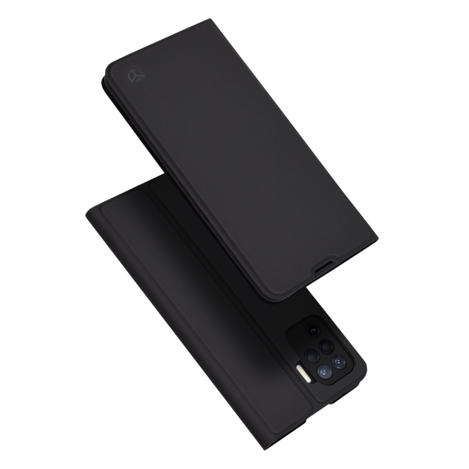 Husa pentru Oppo Reno5 Lite / A94 4G, SKYDDAR INNOVATION, Magskin Book, tip Carte cu Portofel Interior, set cu sticker, Negru