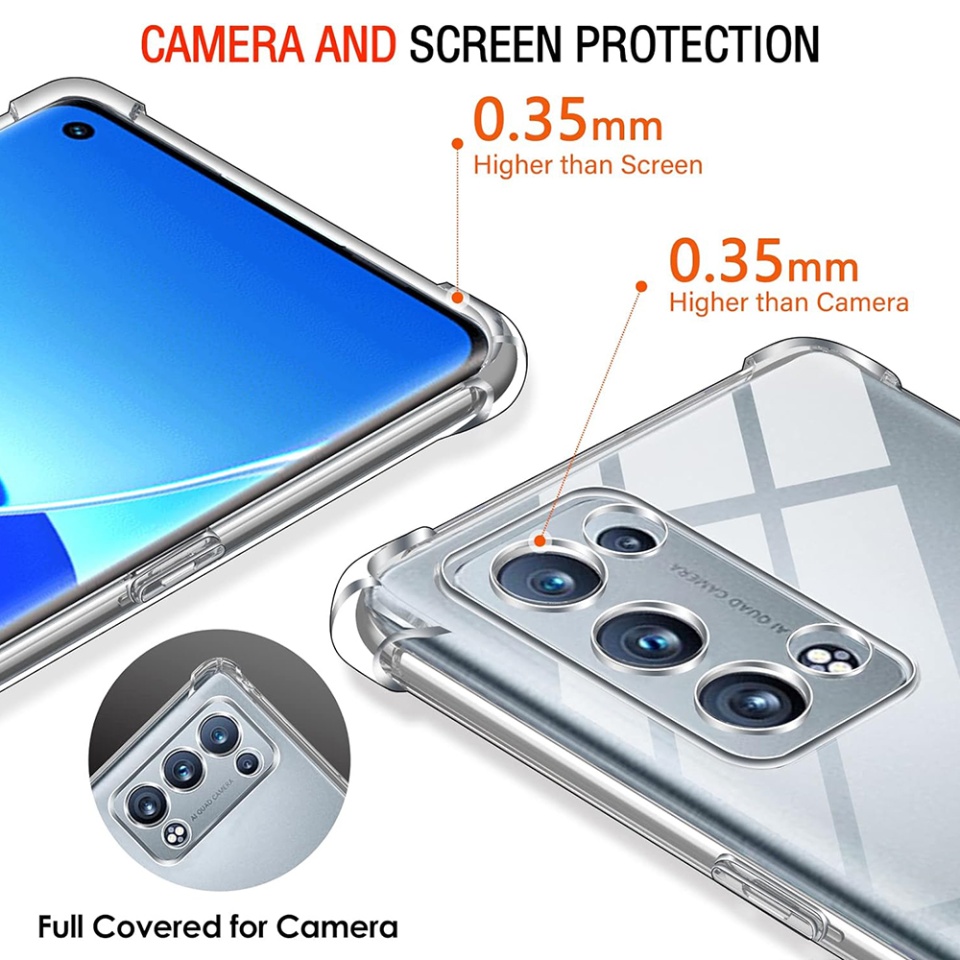 Husa pentru Oppo Reno6 Pro 5G (Snapdragon) , SKYDDAR INNOVATION, Shockproof Clear din Silicon Slim, Transparenta, set cu sticker - 3 | YEO