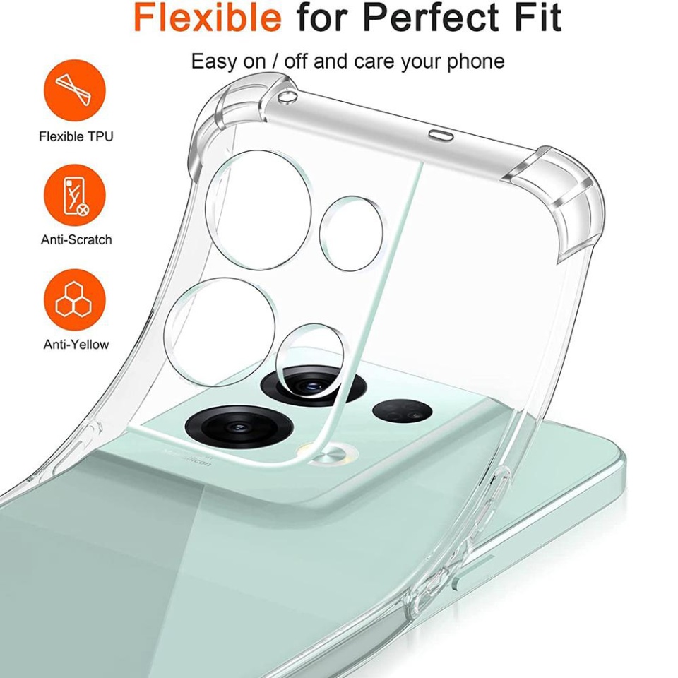 Husa pentru Oppo Reno8 Pro , SKYDDAR INNOVATION, Shockproof Clear din Silicon Slim, Transparenta, set cu sticker - 2 | YEO