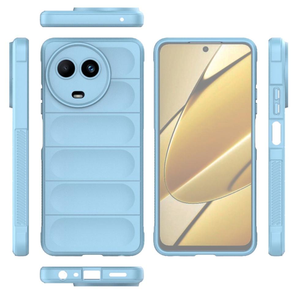 Husa pentru Realme 11 5G, SKYDDAR INNOVATION, Magic Shield, din Silicon Mat, set cu sticker, Bleu - 1 | YEO