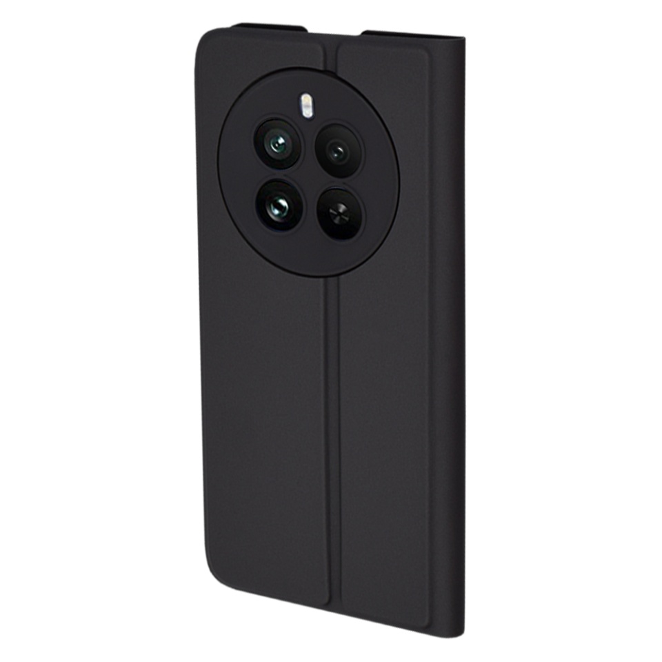 Husa pentru Realme 12 Pro / 12 Pro+, SKYDDAR INNOVATION, Magskin Book, tip Carte cu Portofel Interior, set cu sticker, Negru - 2 | YEO