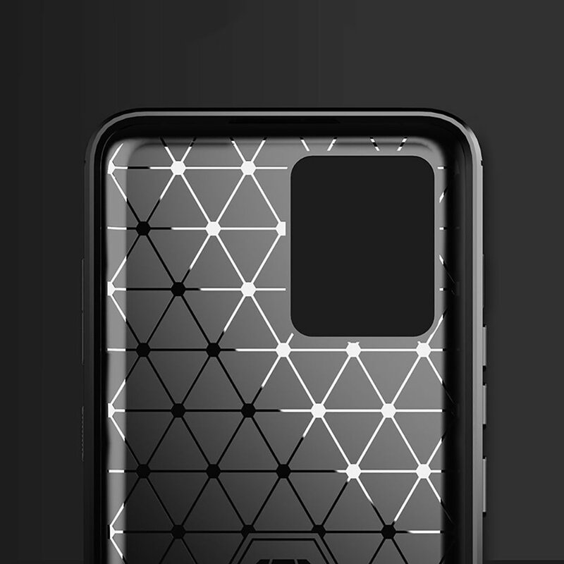 Husa pentru Realme 8 4G / 8 Pro, SKYDDAR INNOVATION, Carbon Silicone, din Silicon Slim, cu textura Fibra Carbon, set cu sticker, Negru - 2 | YEO