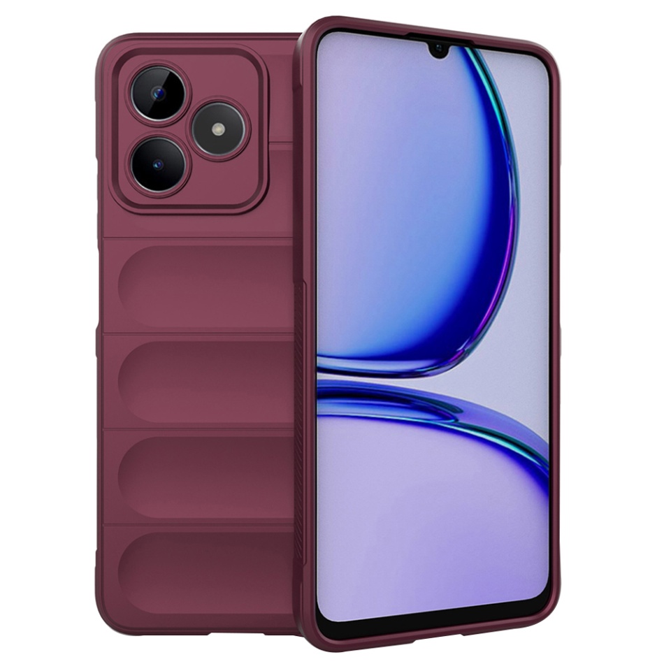 Husa pentru Realme C53, SKYDDAR INNOVATION, Magic Shield, din Silicon Mat, set cu sticker, Bordo