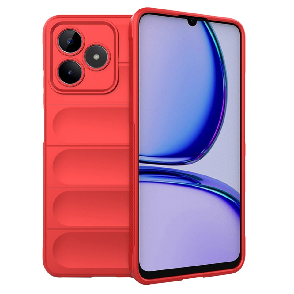 Husa pentru Realme C53, SKYDDAR INNOVATION, Magic Shield, din Silicon Mat, set cu sticker, Rosu