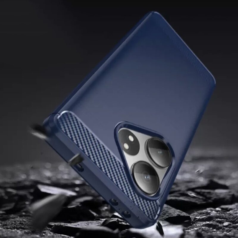 Husa pentru Realme GT 7 Pro din Silicon Premium, Slim, cu textura Fibra Carbon - Albastru - 3 | YEO