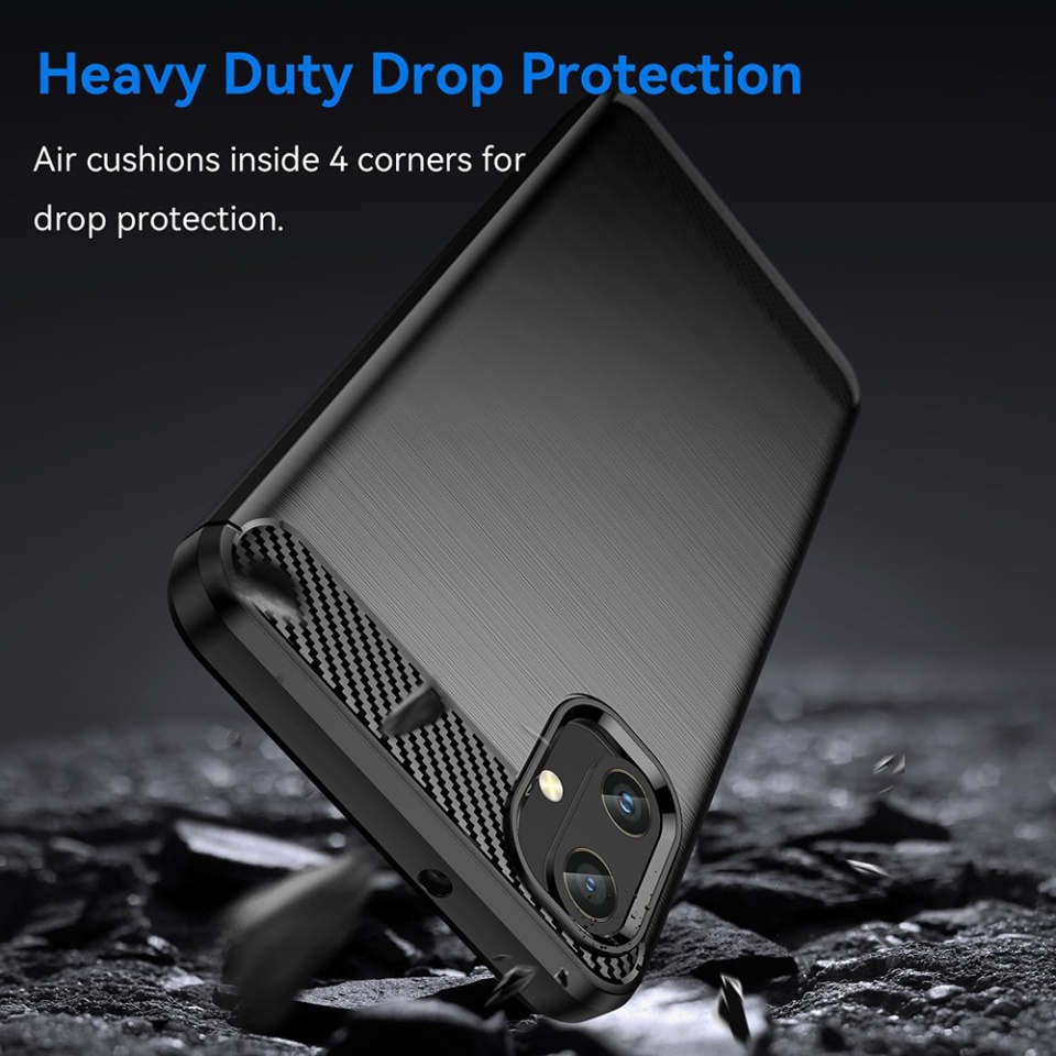 Husa pentru Samsung Galaxy A05, SKYDDAR INNOVATION, Carbon Silicone, din Silicon Slim, cu textura Fibra Carbon, set cu sticker, Negru - 3 | YEO