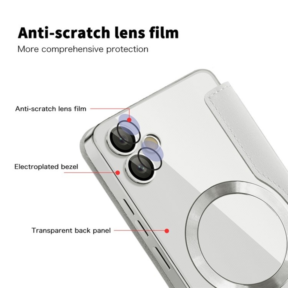 Husa pentru Samsung Galaxy A05 tip carte, SKYDDAR INOVATION, SmartMag Book, Magsafe, RFiD, Suport Carduri, set cu sticker, Gri - 2 | YEO