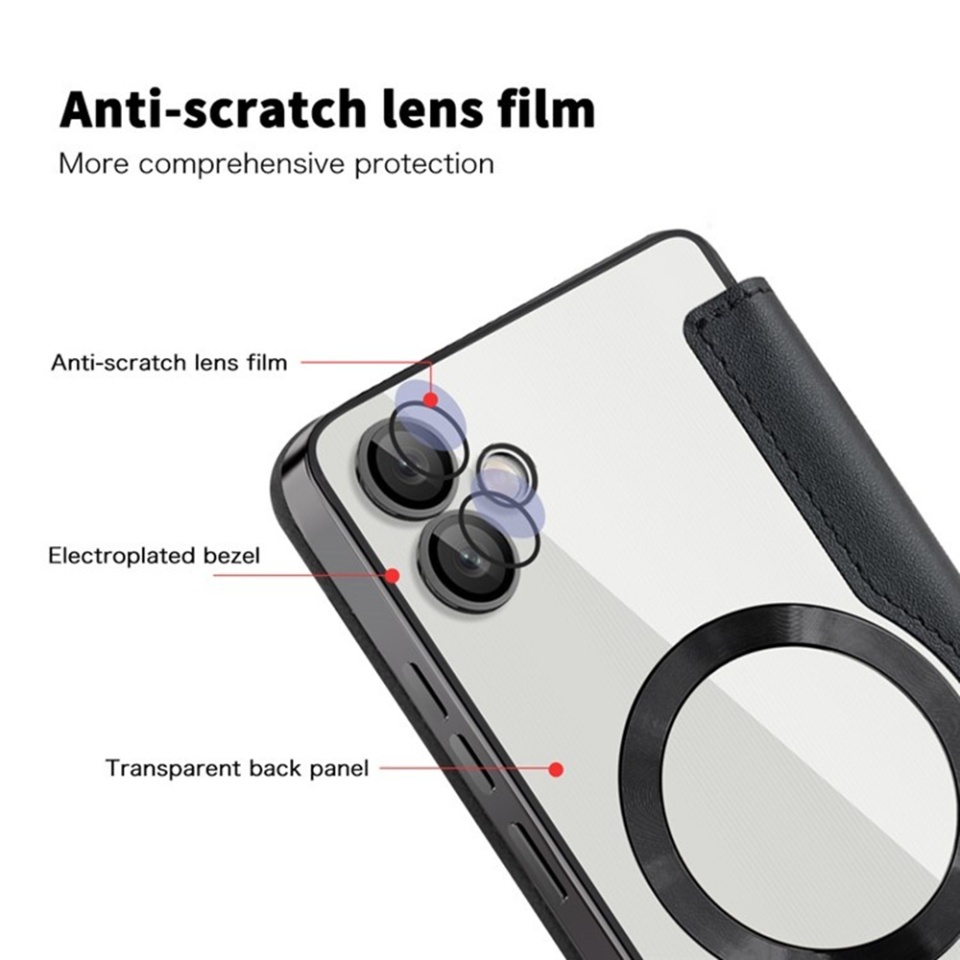 Husa pentru Samsung Galaxy A05 tip carte, SKYDDAR INOVATION, SmartMag Book, Magsafe, RFiD, Suport Carduri, set cu sticker, Negru - 2 | YEO