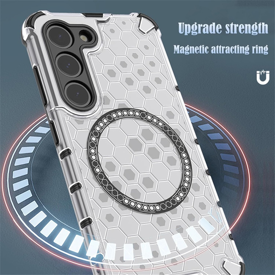 Husa pentru Samsung Galaxy A05s, SKYDDAR INNOVATION, HoneyComb Shield MagSafe, Negru, set cu sticker - 3 | YEO