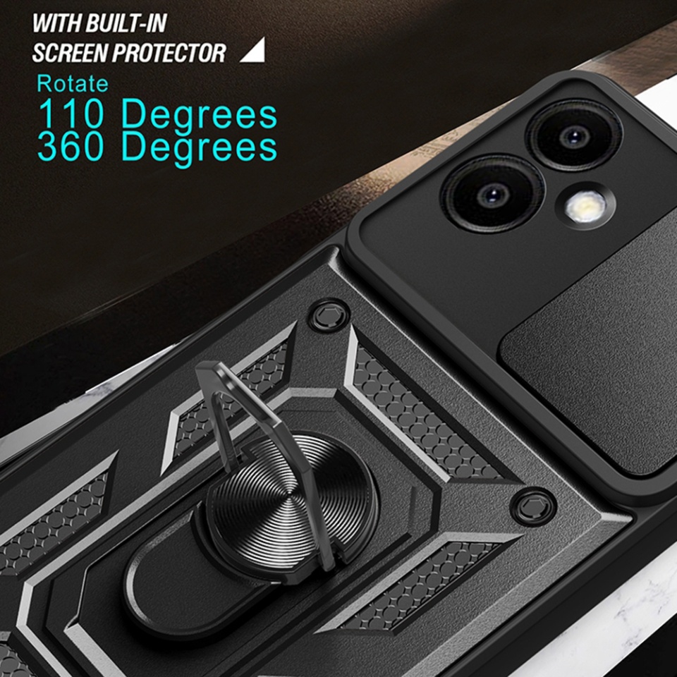 Husa pentru Samsung Galaxy A06 cu inel magnetic si protectie camera Skyddar CamShield - Albastru - 2 | YEO
