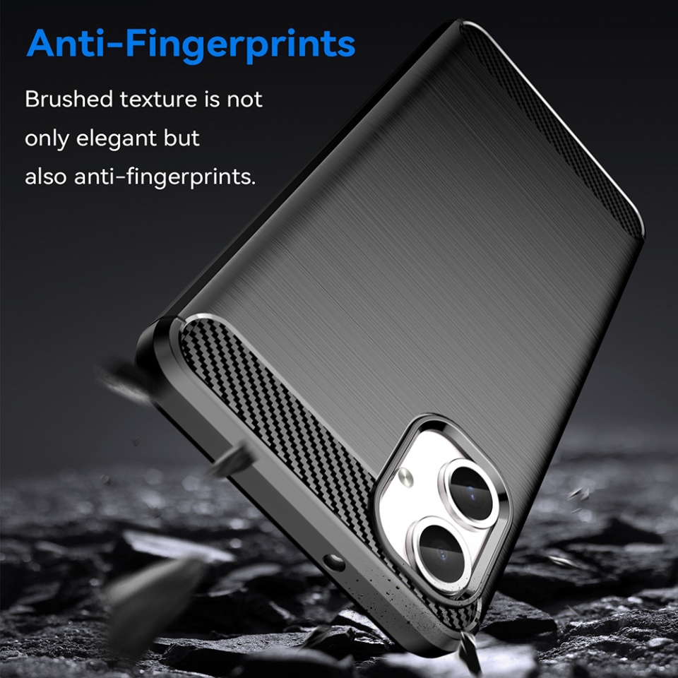 Husa pentru Samsung Galaxy A06 din Silicon Premium, Slim, cu textura Fibra Carbon - Negru - 2 | YEO
