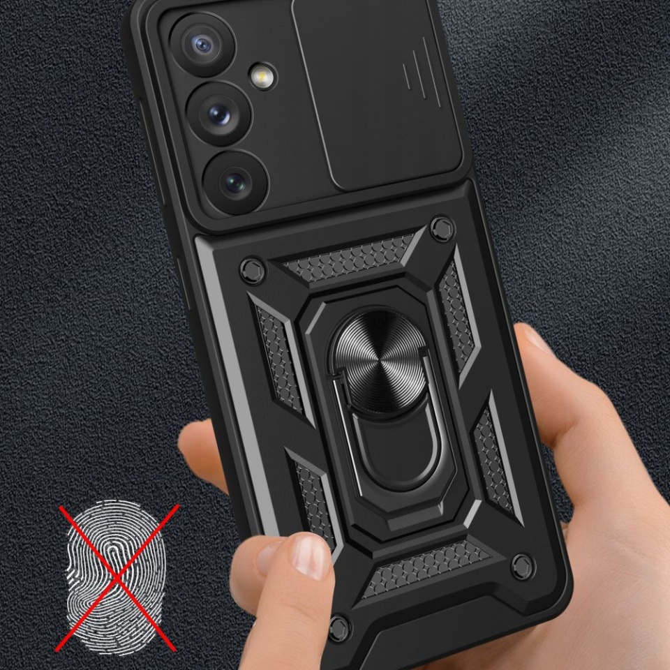 Husa pentru Samsung Galaxy A15 4G / Galaxy A15 5G, SKYDDAR INNOVATION, CamShield, Negru, set cu sticker - 2 | YEO