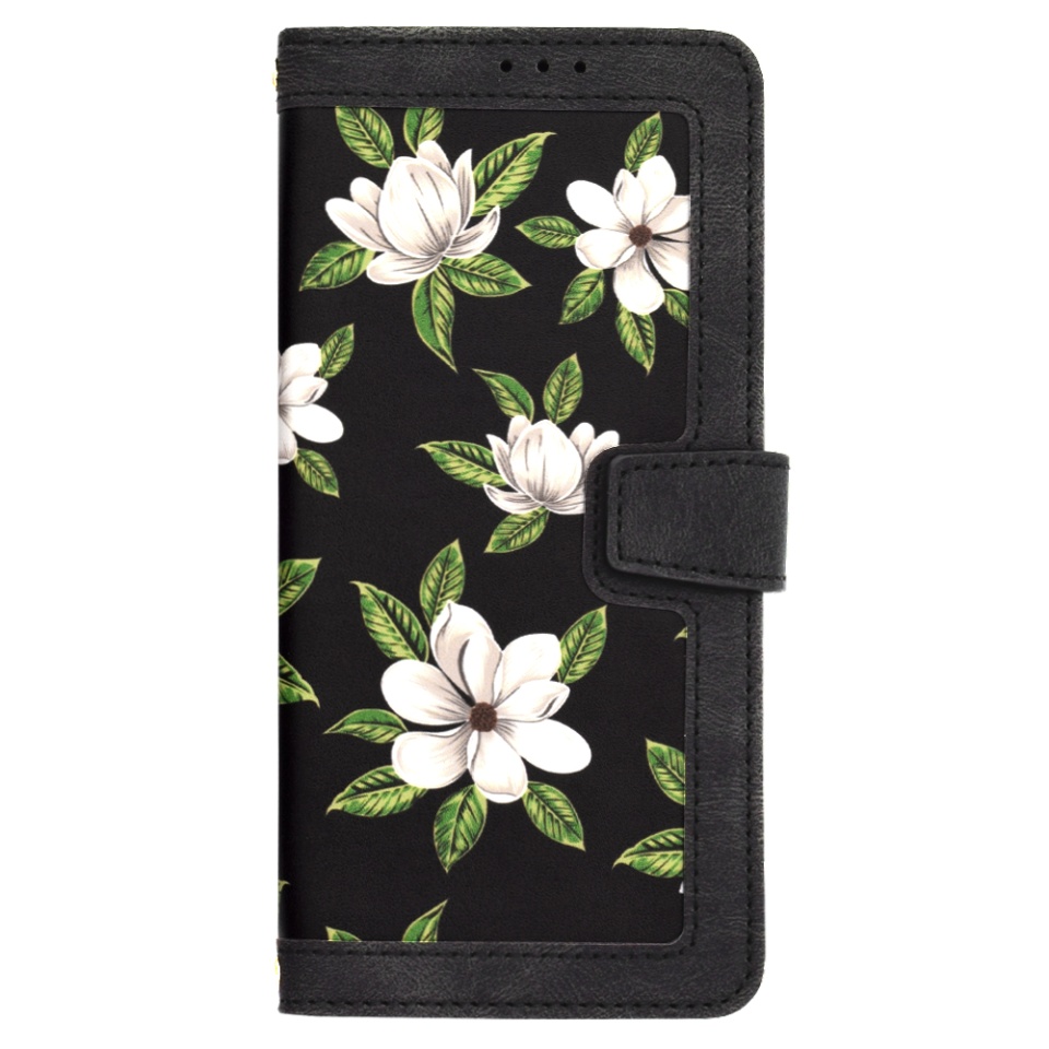 Husa pentru Samsung Galaxy A15 4G / Galaxy A15 5G, SKYDDAR INNOVATION, Floral Wallet, din Piele Ecologică cu Design Floral, Protecție 360°, Stand Integrat, Buzunare pentru Carduri, Negru, set cu sticker - 2 | YEO
