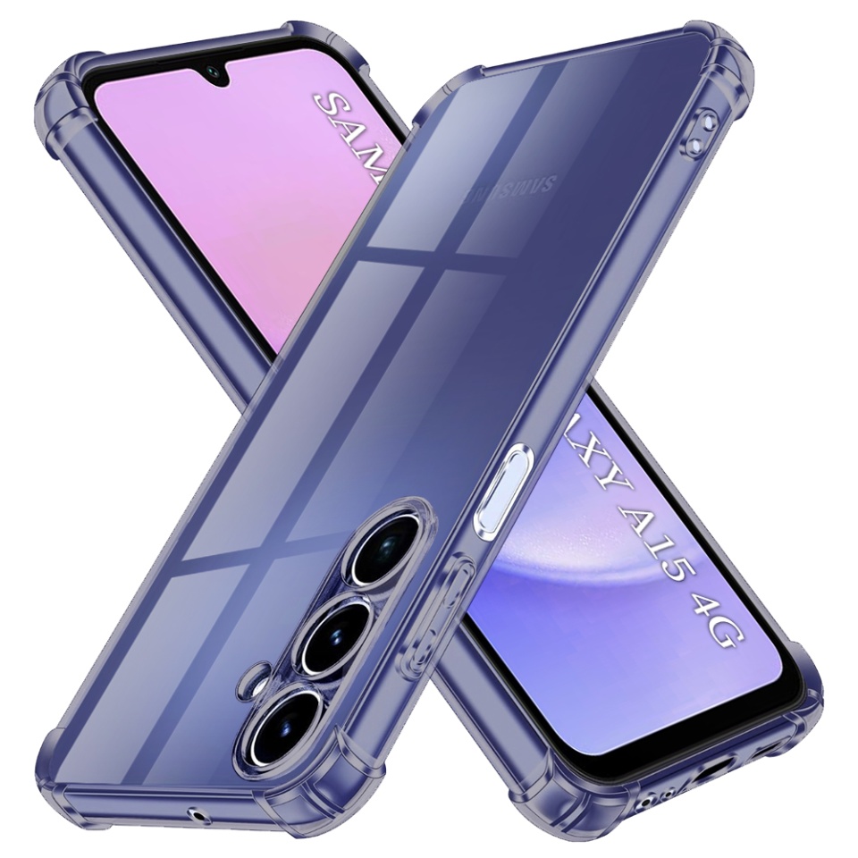 Husa pentru Samsung Galaxy A15 4G / Galaxy A15 5G, SKYDDAR INNOVATION, Shockproof Clear Silicone, Silicon Slim, set cu sticker, Fumuriu