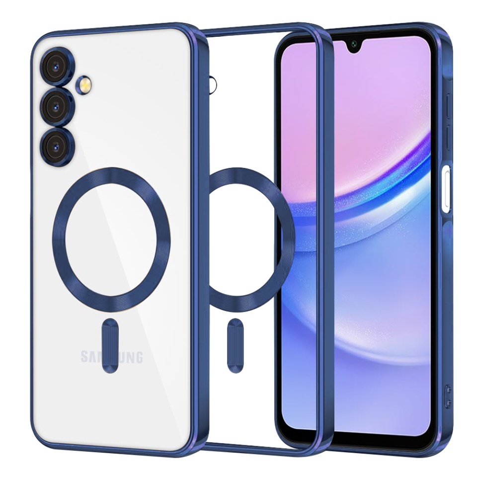 Husa pentru Samsung Galaxy A15 4G / Galaxy A15 5G, SKYDDAR INNOVATION, Luxury Shield Magsafe, Protectie Antisoc, set cu sticker, Albastru