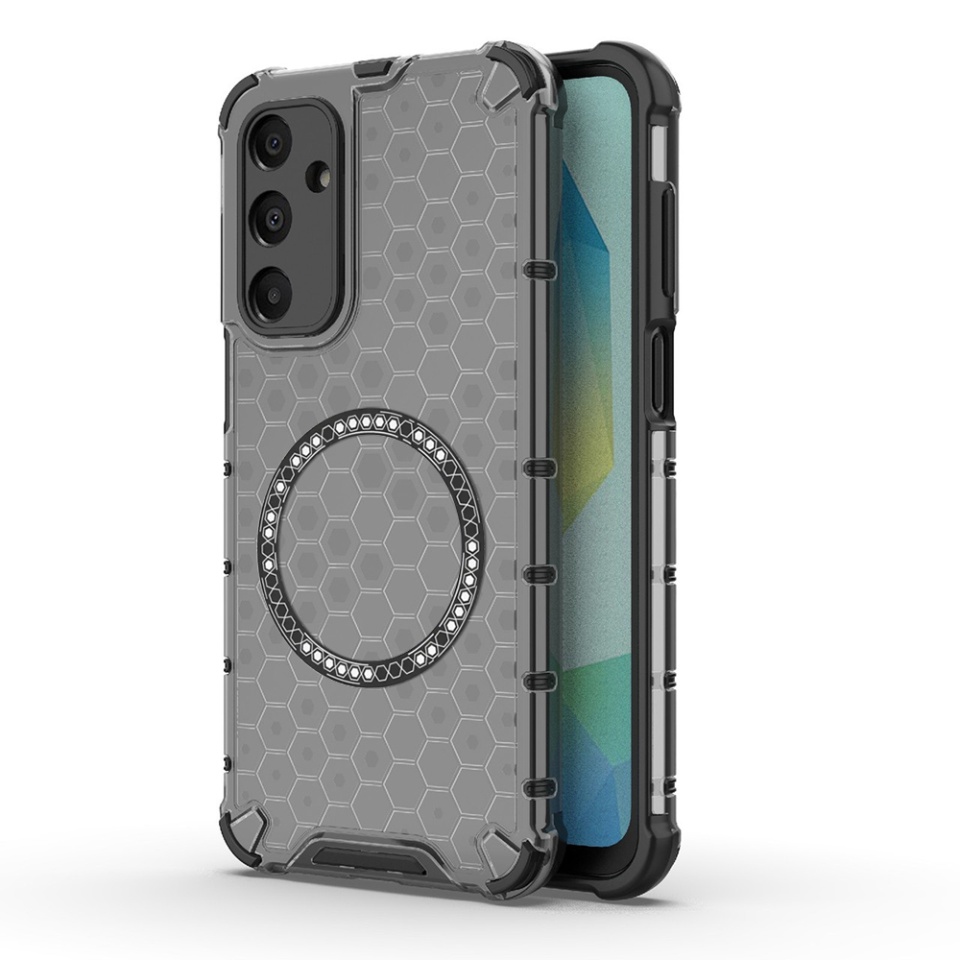 Husa pentru Samsung Galaxy A16 4G / Galaxy A16 5G, SKYDDAR INNOVATION, HoneyComb Shield MagSafe, Negru, set cu sticker