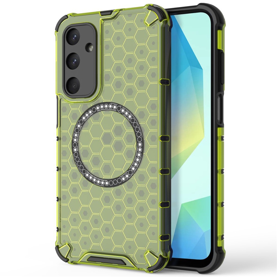 Husa pentru Samsung Galaxy A16 4G / Galaxy A16 5G, SKYDDAR INNOVATION, HoneyComb Shield MagSafe, Antisoc, set cu sticker, Verde