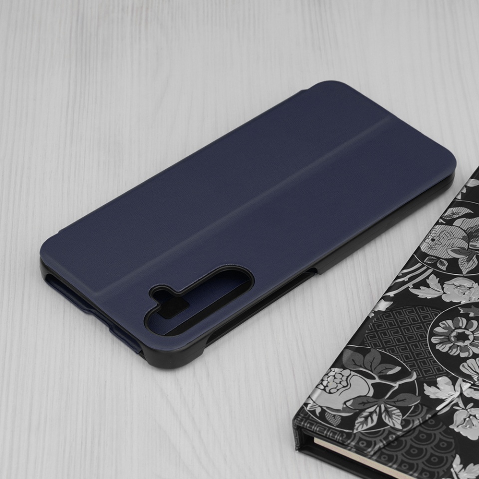 Husa pentru Samsung Galaxy A16 4G / Galaxy A16 5G tip carte, Skyddar Eco View Leather - Albastru - 1 | YEO