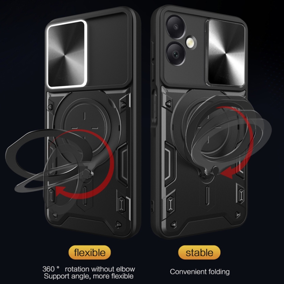 Husa pentru Samsung Galaxy A17 5G, SKYDDAR INNOVATION, CamGuard Pro, Inel Magnetic, Protectie Camera, set cu sticker, Negru - 2 | YEO