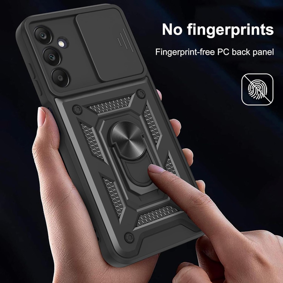 Husa pentru Samsung Galaxy A17 5G, SKYDDAR INNOVATION, CamShield, Inel magnetic, set cu sticker, Negru - 1 | YEO