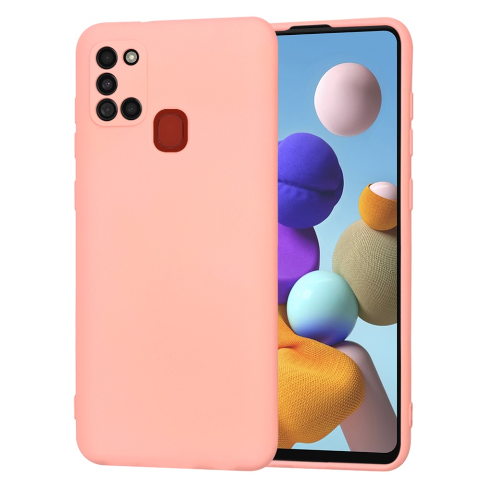 Husa pentru Samsung Galaxy A21s din Silicon Catifelat, Protectie Premium, Skyddar SoftElegance - Roz