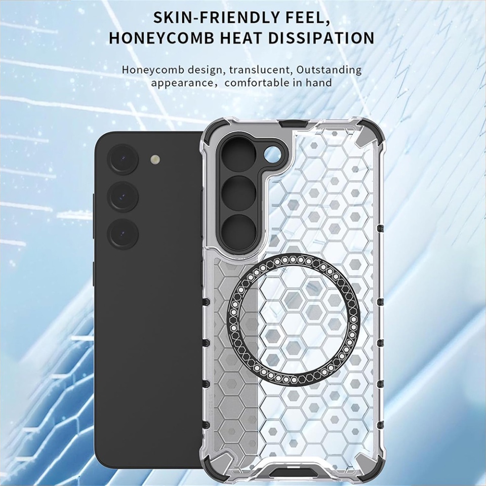 Husa pentru Samsung Galaxy A22 5G, SKYDDAR INNOVATION, HoneyComb Shield MagSafe, Alb, set cu sticker - 1 | YEO