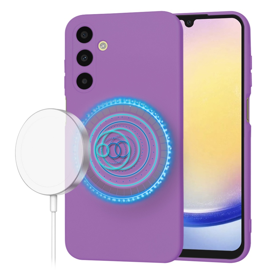 Husa pentru Samsung Galaxy A25 5G din Silicon Catifelat, Protectie Premium, Skyddar SoftElegance Magsafe - Mov