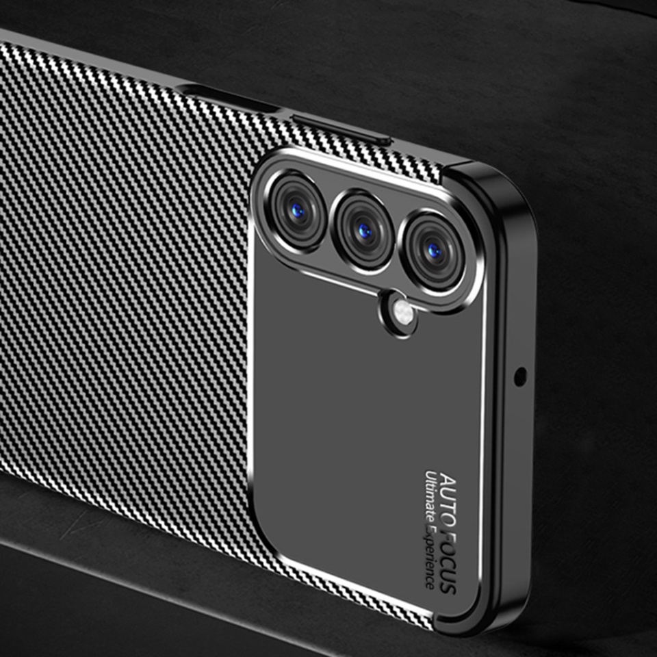 Husa pentru Samsung Galaxy A25 5G, SKYDDAR INNOVATION, CarbonFiber, Antisoc, Negru, set cu sticker - 2 | YEO