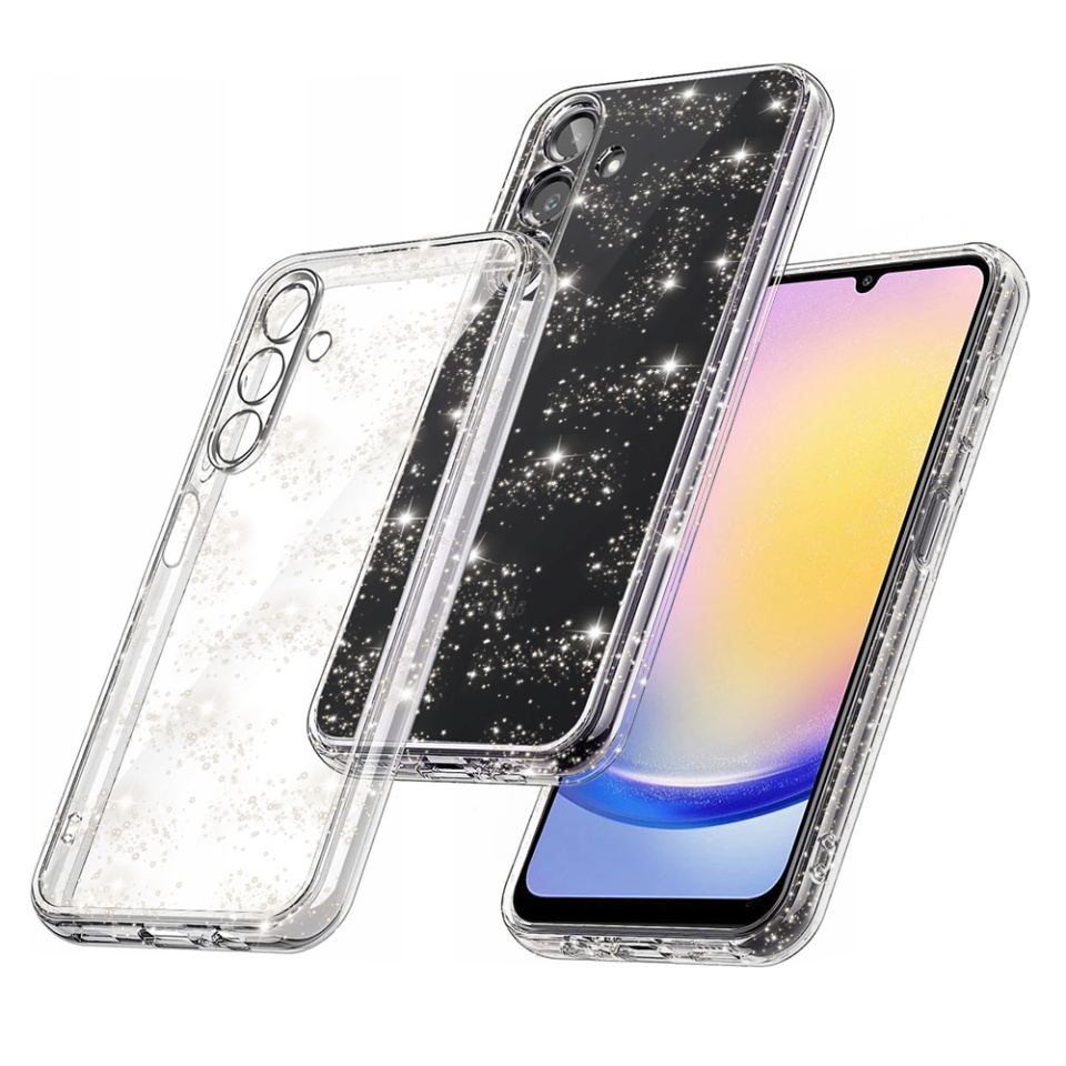 Husa pentru Samsung Galaxy A25 5G, SKYDDAR INNOVATION, SparkleSkin din Silicon TPU cu Sclipici, Design Elegant, set cu sticker, Transparenta
