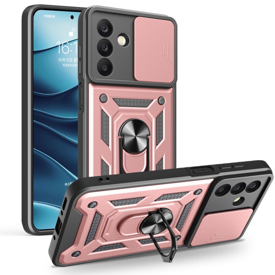 Husa pentru Samsung Galaxy A26 5G cu inel magnetic si protectie camera Skyddar CamShield - Roz