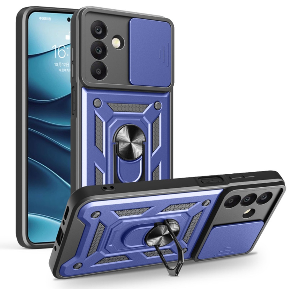 Husa pentru Samsung Galaxy A26 5G cu inel magnetic si protectie camera Skyddar CamShield - Albastru