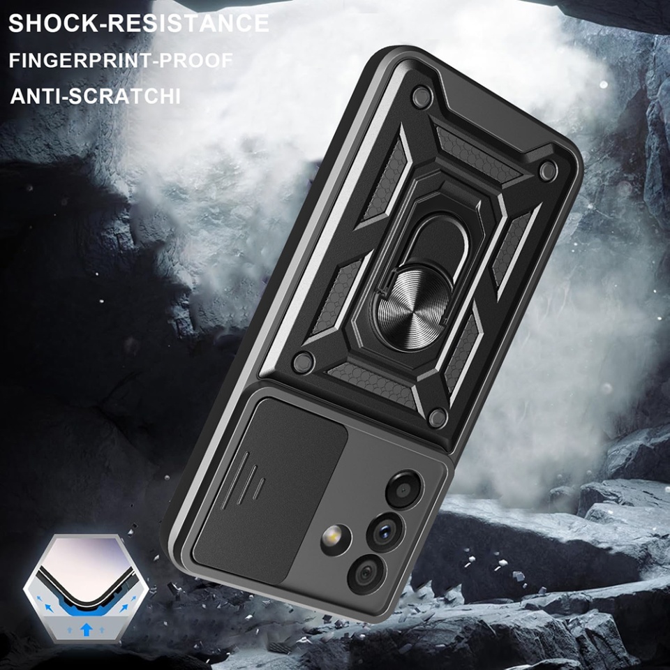 Husa pentru Samsung Galaxy A26 5G, SKYDDAR INNOVATION, CamShield, Negru, set cu sticker - 3 | YEO