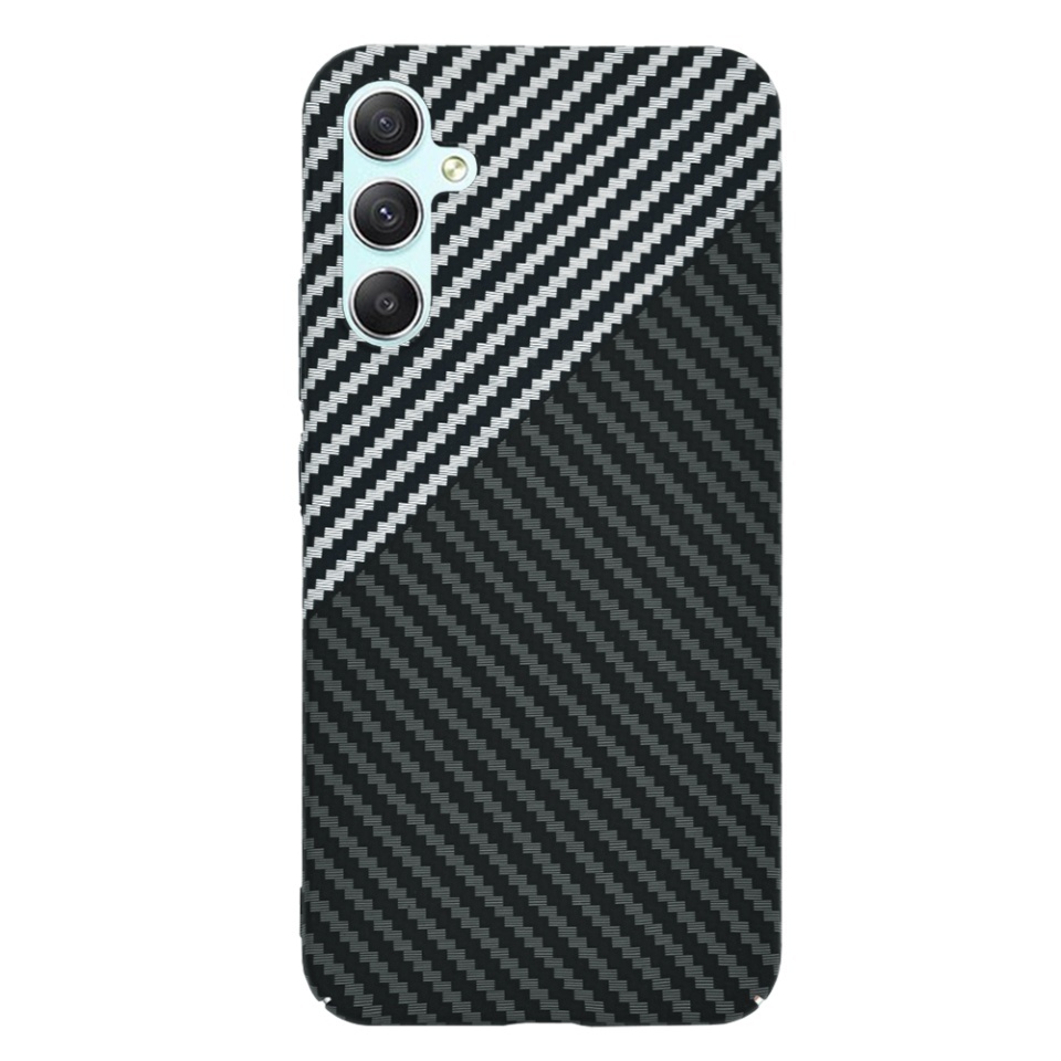 Husa pentru Samsung Galaxy A34 5G, SKYDDAR INNOVATION, textura carbon, Carbonite FiberShell, set cu sticker, Gri, - 1 | YEO