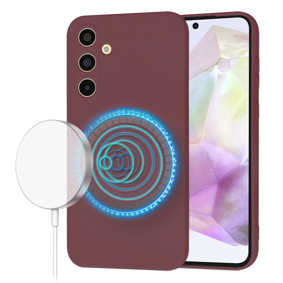 Husa pentru Samsung Galaxy A35 5G din Silicon Catifelat, Protectie Premium, Skyddar SoftElegance Magsafe - Bordo