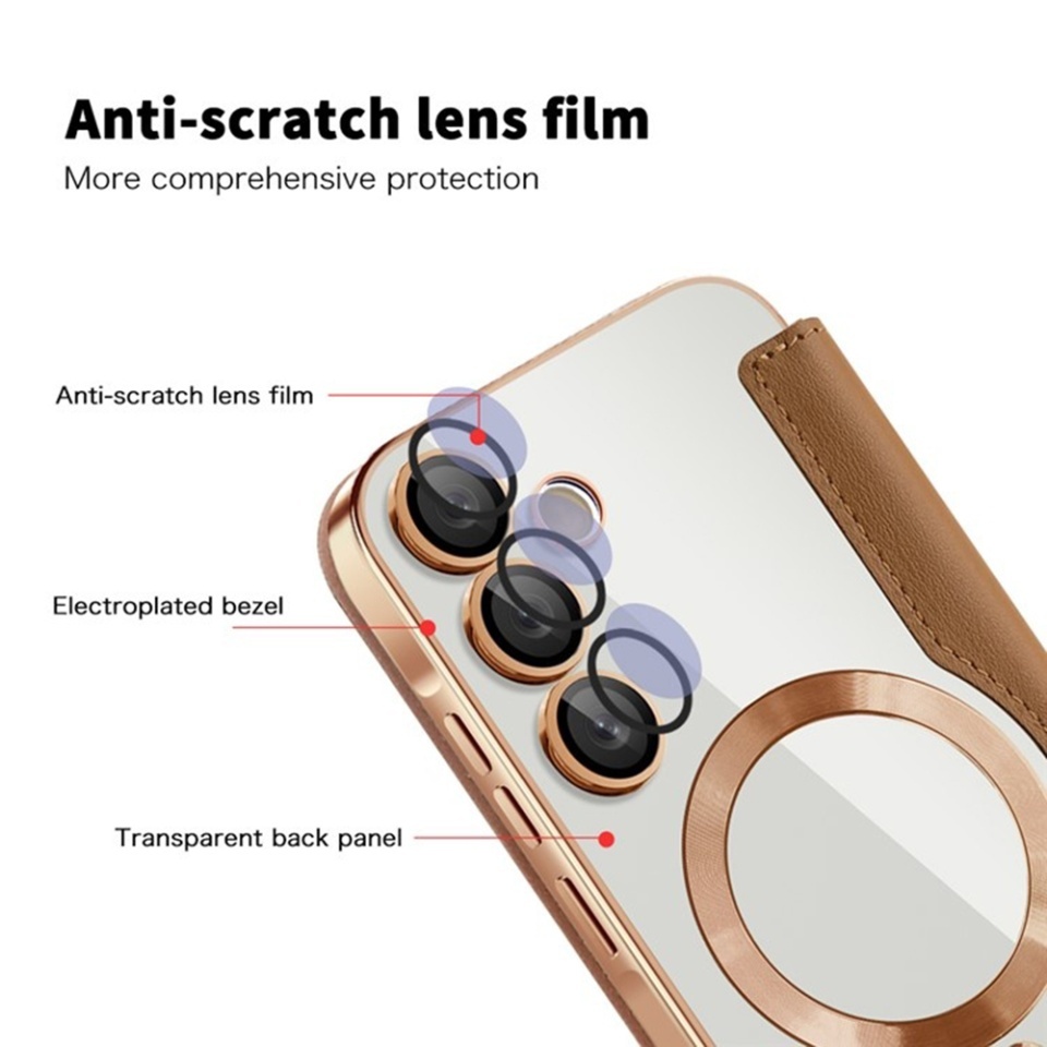 Husa pentru Samsung Galaxy A35 5G tip carte, SKYDDAR INOVATION, SmartMag Book, Magsafe, RFiD, Suport Carduri, set cu sticker, Maro - 2 | YEO