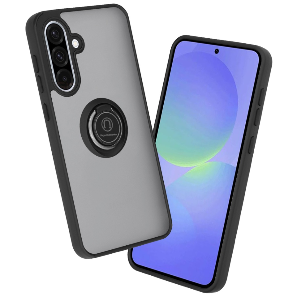 Husa pentru Samsung Galaxy A36 5G, SKYDDAR INNOVATION, Glinth+ cu Inel Rotativ 360°, Compatibilitate Magnetica, Negru, set cu sticker