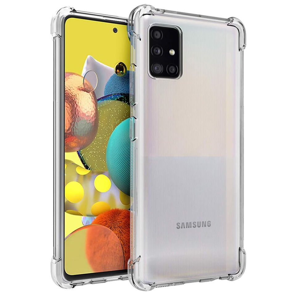 Husa pentru Samsung Galaxy A51 4G , SKYDDAR INNOVATION, Shockproof Clear din Silicon Slim, Transparenta, set cu sticker