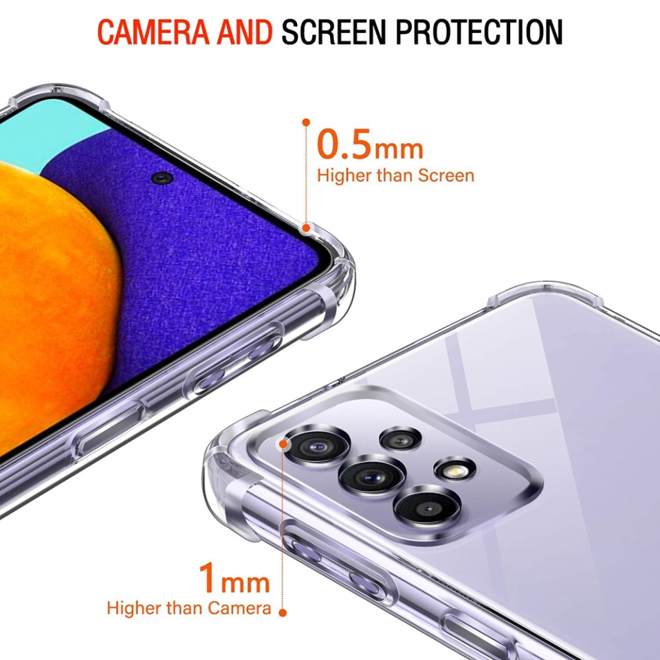Husa pentru Samsung Galaxy A52 5G / Galaxy A52 4G / Galaxy A52s 5G , SKYDDAR INNOVATION, Shockproof Clear din Silicon Slim, Transparenta, set cu sticker - 2 | YEO