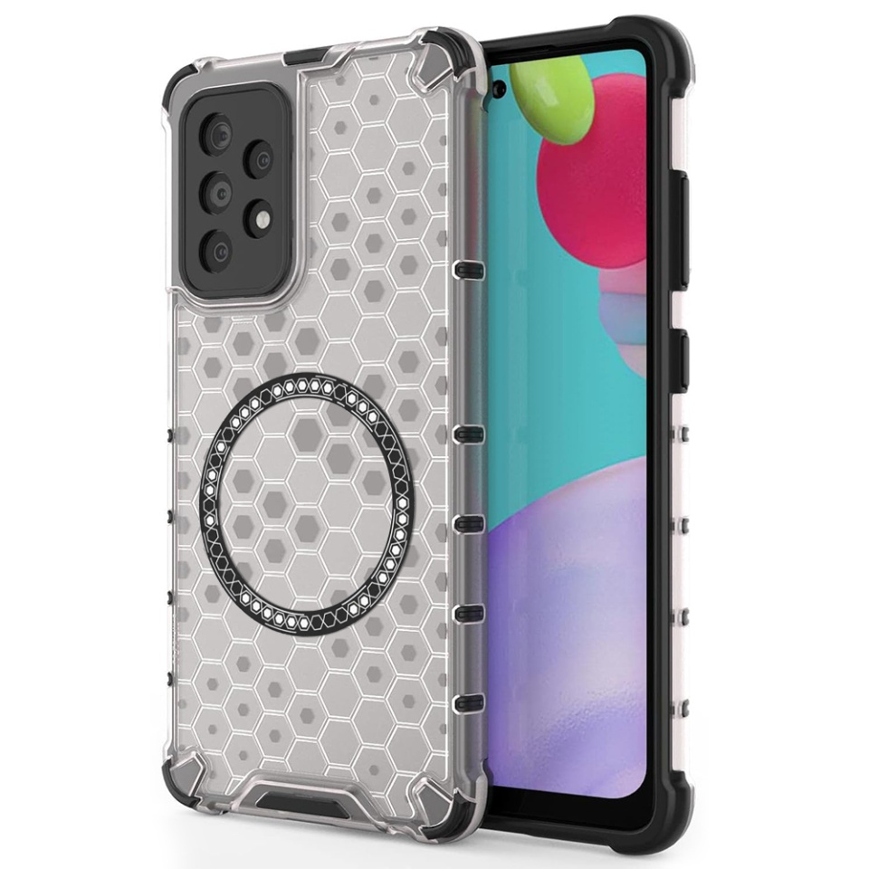 Husa pentru Samsung Galaxy A52 5G / Galaxy A52 4G / Galaxy A52s 5G, SKYDDAR INNOVATION, HoneyComb Shield MagSafe, Alb, set cu sticker