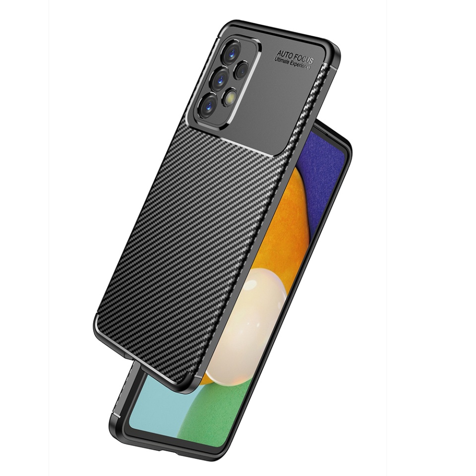 Husa pentru Samsung Galaxy A53 5G, SKYDDAR INNOVATION, CarbonFiber, Antisoc, Negru, set cu sticker - 1 | YEO