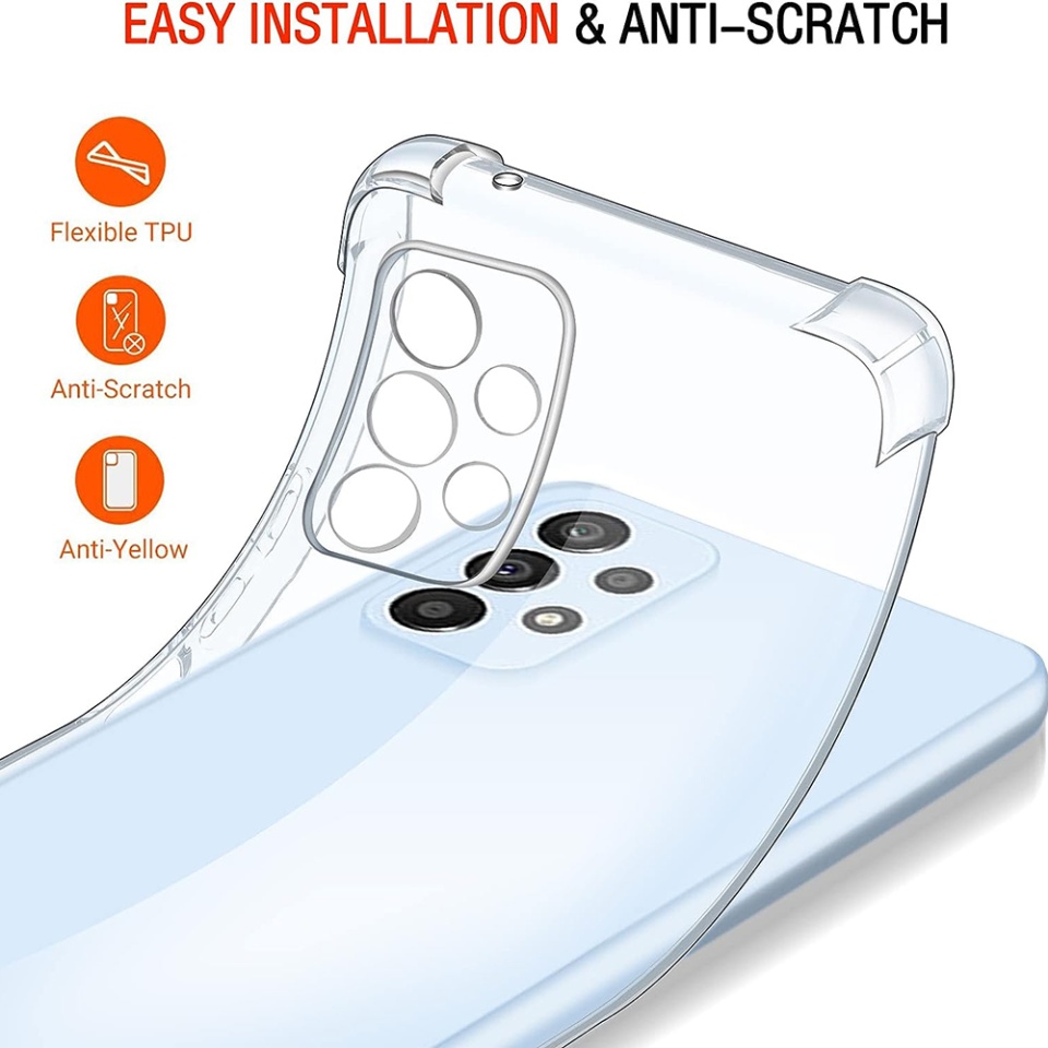 Husa pentru Samsung Galaxy A53 5G , SKYDDAR INNOVATION, Shockproof Clear din Silicon Slim, Transparenta, set cu sticker - 1 | YEO