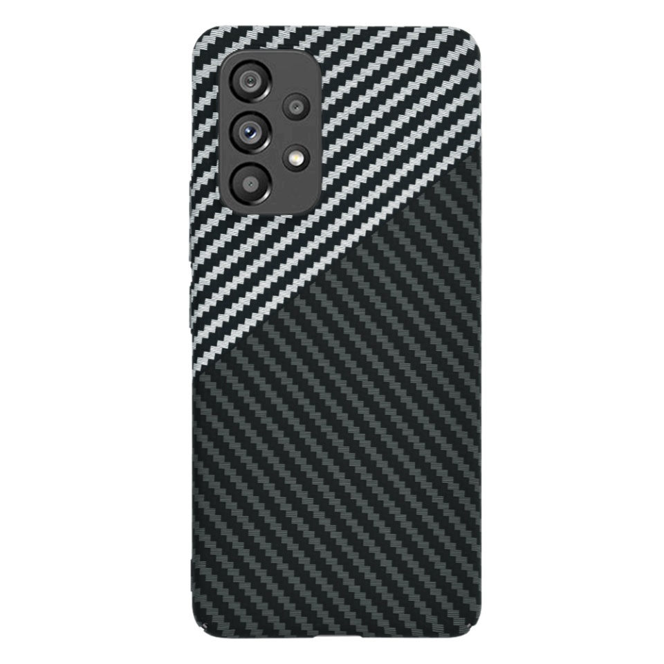 Husa pentru Samsung Galaxy A53 5G, SKYDDAR INNOVATION, textura carbon, Carbonite FiberShell, set cu sticker, Gri, - 1 | YEO