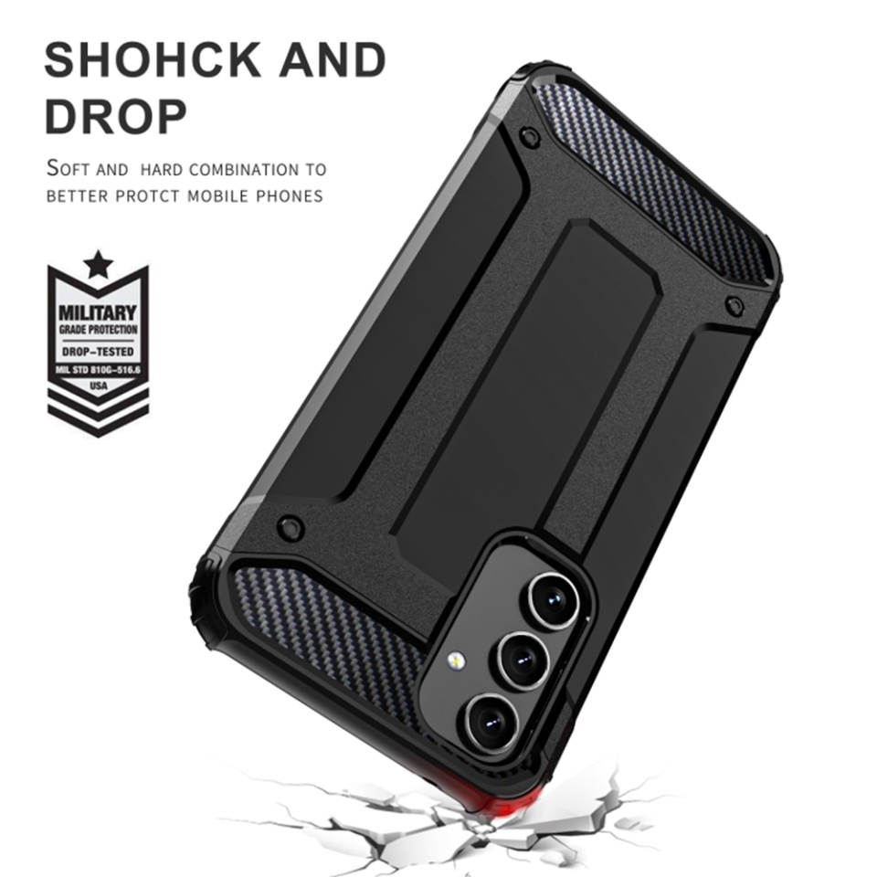 Husa pentru Samsung Galaxy A54, SKYDDAR INNOVATION, Hybrid Armor, din Plastic Dur, Margini Cauciucate, Antisoc, set cu sticker, Negru - 3 | YEO